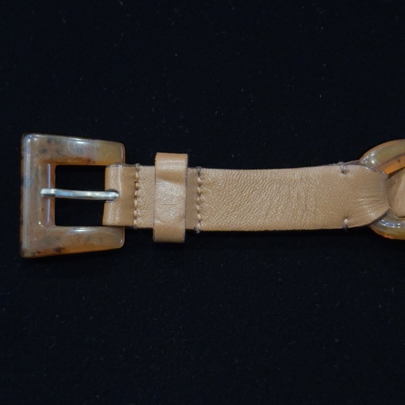 Vintage PRADA Women's Brown Leather Resin Chain Waist Belt 70/28 - Picture 3 of 13